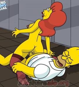Manga - Homero Simpson Follando con su Asistente Margo - 8